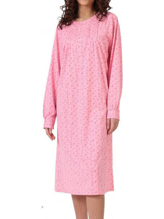 Lydia Creations Winter Women's Nightdress Pink