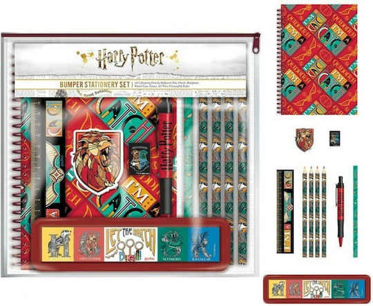 Pyramid International Harry Potter House Crests Kids Stationery Set with Pencil, Pen and Ruler