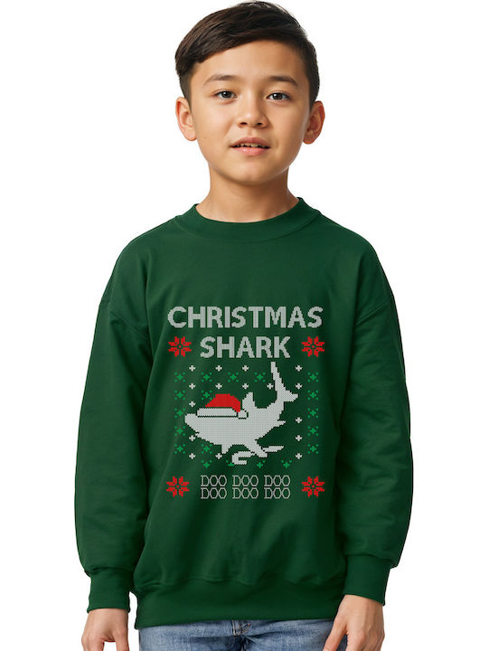 Παιδικό Φούτερ Christmas Shark Forest Green