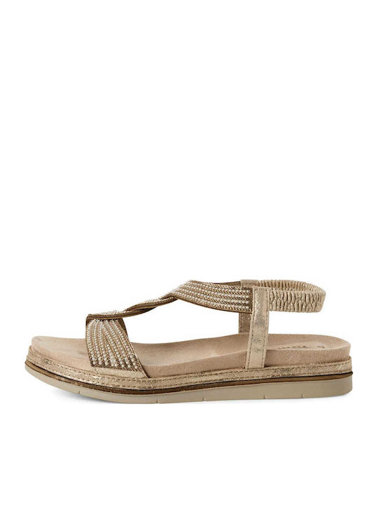 Women's Flat Sandals in Gold Color