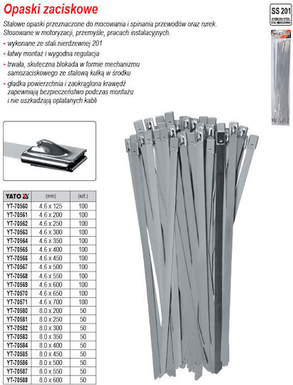 Yato Cable Ties Plastic 450mm x 8mm in Gray Colour (50 pcs)