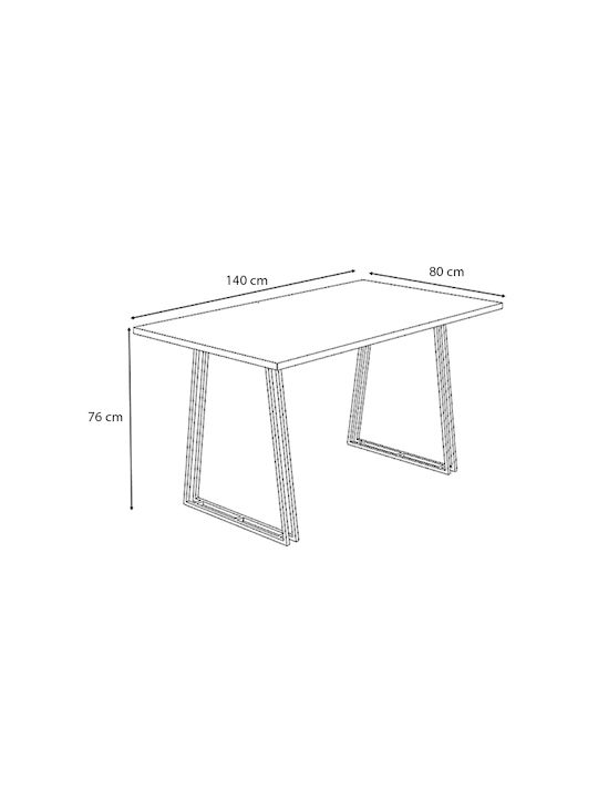 Gable Table Kitchen Wooden with Metal Frame Black / Sonoma 140x80x76cm