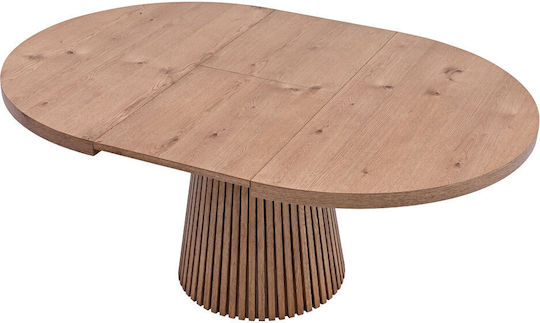 Foresta Oval Tisch Speisesaal Ausziehbar aus Massivholz Natural 130(+45)x130x76cm