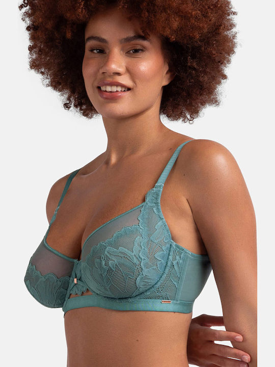 Bra without Padding Underwire Petrol Blue