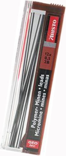 Aristo 12 Verpackungen x 12 Minen für Bleistifte Stärke 0.5mm Typ 2B Brown