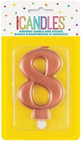 Unique Birthday Candle "8" in Rose Gold Color U19628