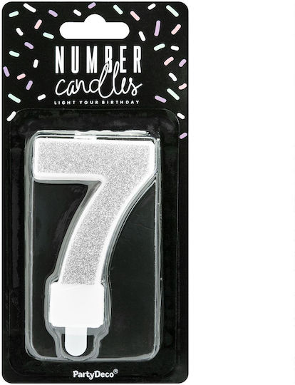 PartyDeco Candle Κεράκι Γενεθλίων Αριθμός σε Ασημί Χρώμα PARX1173