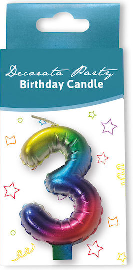 Procos Birthday Candle Number "3" Multicolored 92678