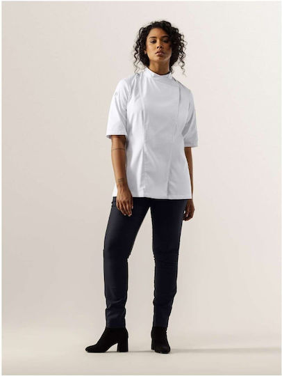 Le Nouveau Chef Coat Chef 100% Cotton made Female White with Short Sleeve