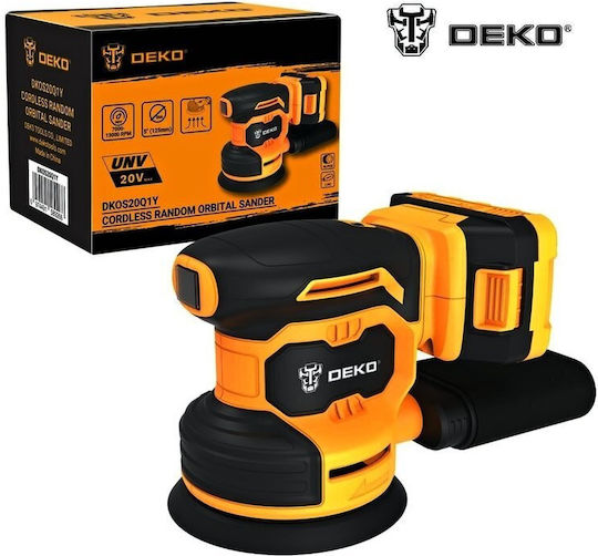 Deko DKOS20Q1Y-S0 Έκκεντρο Τριβείο 125mm Μπαταρίας 20V Solo με Ρύθμιση Ταχύτητας και με Σύστημα Αναρρόφησης