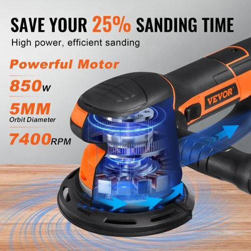 Vevor GDSGJBS6INCHPL1CBV2 Έκκεντρο Τριβείο 150mm Ρεύματος 850W με Ρύθμιση Ταχύτητας και με Σύστημα Αναρρόφησης