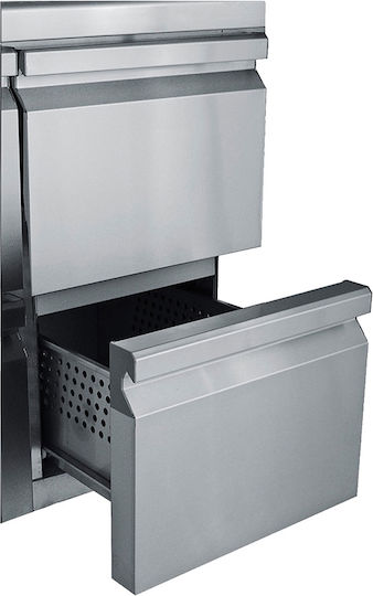 Bambas Frost Edelstahl Kühltisch mit Schublade und Kühlaggregat L185xB70xH85cm
