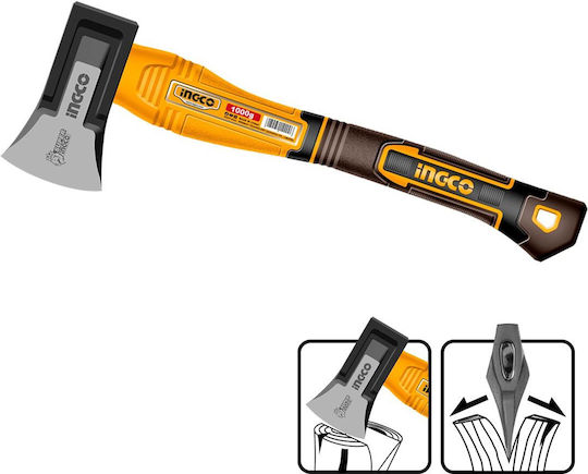 Ingco HAX0811000F Axe Splitting Length 43cm and Weight 1000gr with Fiberglass Handle
