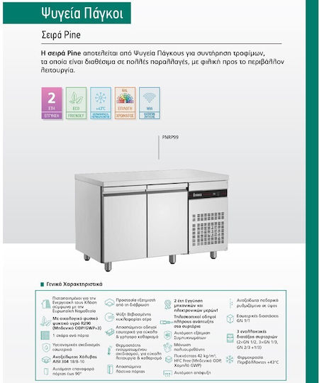 Inomak Frigider Inoxidabil de Banc 421lt cu 3 Uși și Unitate de Răcire 0/+10°C L179xl70xH88cm
