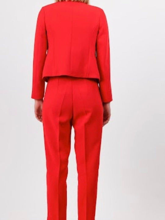 Women's High-waisted Fabric Trousers Red