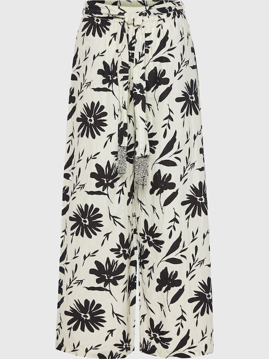 Γυναικεία Βαμβακερή Παντελόνα με Λάστιχο Off White