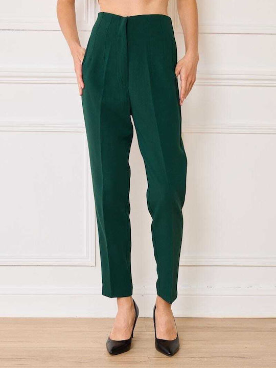 Women's High-waisted Fabric Trousers Red