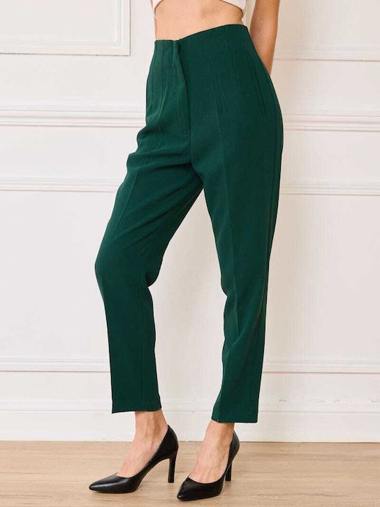 Women's High-waisted Fabric Trousers Red