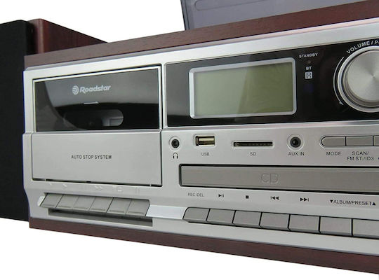 Roadstar HIF-8892D+BT Turntables with Preamp and Built-in Speakers Brown