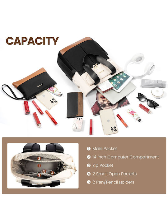 Lovevook Wasserdicht Tasche Rucksack für Laptop 14" beige/black MB2031
