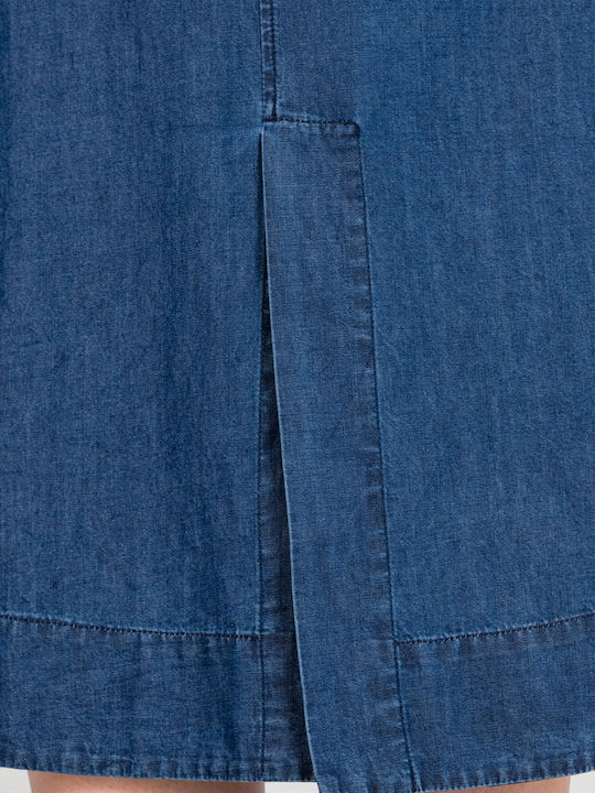 Καλοκαιρινό Midi Κομπινεζόν Φόρεμα Τζιν Light Denim