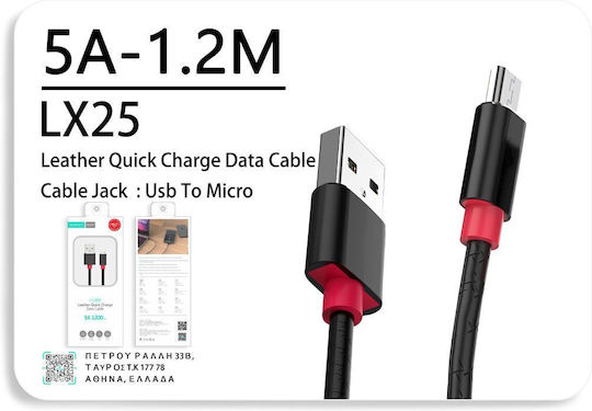 Leewello Regular USB 2.0 to micro USB Cable Μαύρο 1.2m 1τμχ