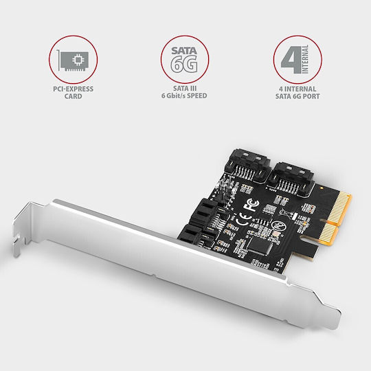 Axagon Κарта PCIe в 4 порта SATA