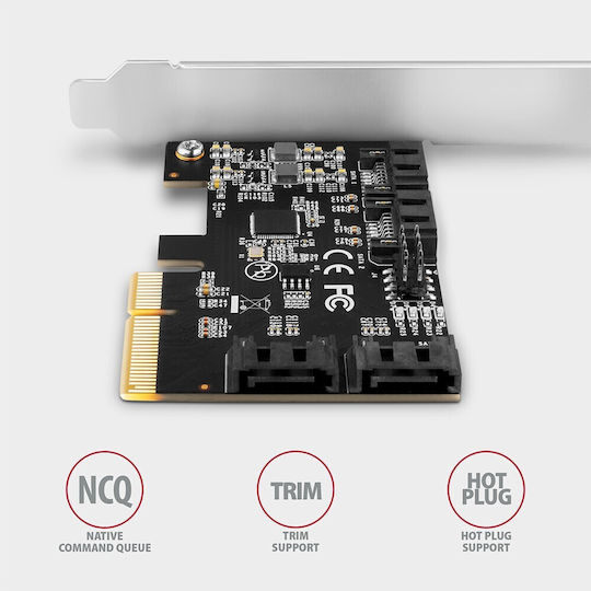 Axagon Κарта PCIe в 4 порта SATA