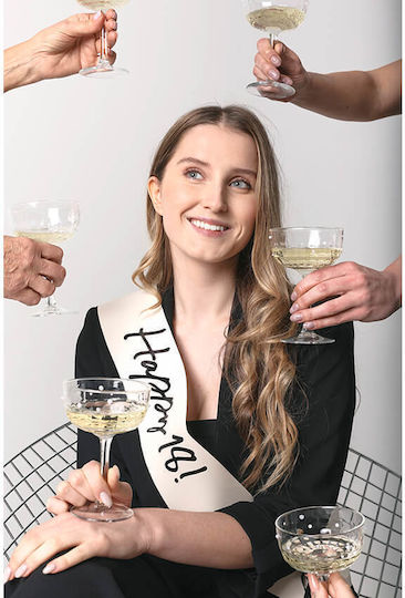 Band "Happy 18!" Creme Schwarze Buchstaben