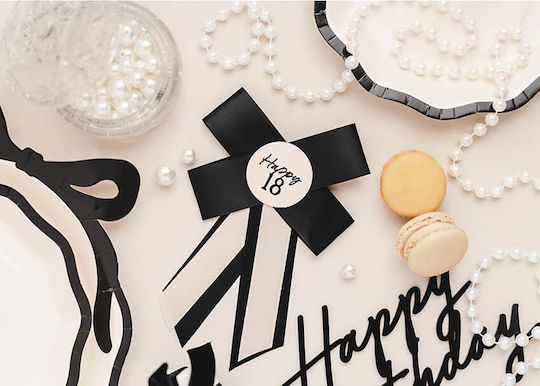 Κονκάρδα "happy 18" Κρεμ Μαύρο