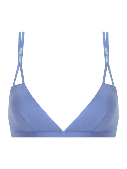 Padded Triangle Bikini Top with Adjustable Straps Blue
