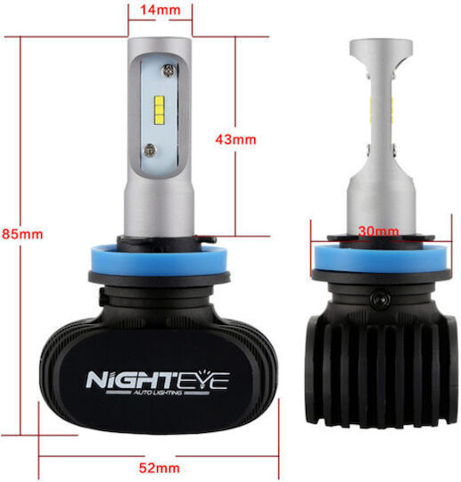 Nighteye Lamps Car H11 LED 6500K Cold White 25W 2pcs