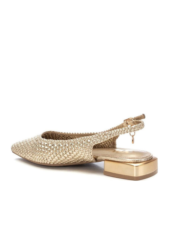 Γυναικείες Μπαλαρίνες Slingback με Λουράκι σε Χρυσό Χρώμα