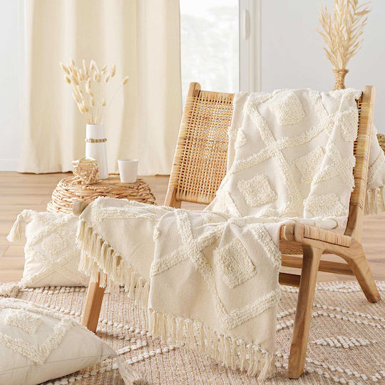 L-c Inca Armchair Throw Jacquard 125x150cm Ecru