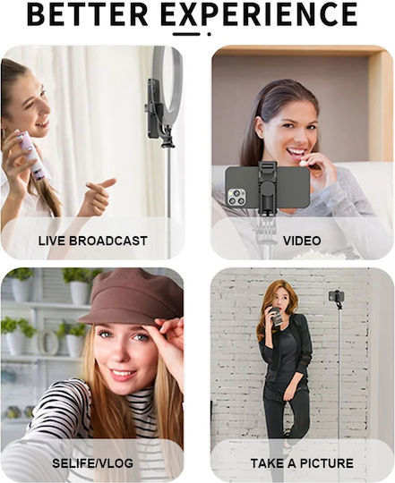 Techsuit Selfie-Stick mit Bluetooth / Fernsteuerung Schwarz