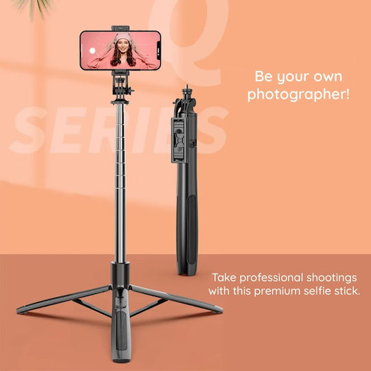 Techsuit Selfie-Stick mit Bluetooth / Fernsteuerung Schwarz