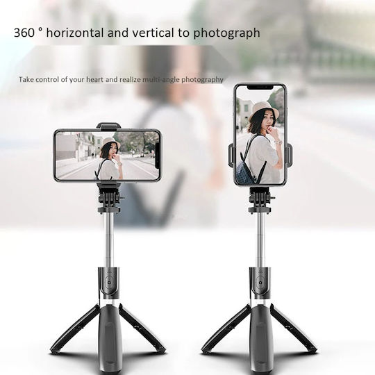 Techsuit Selfie-Stick mit Bluetooth / Fernsteuerung Schwarz
