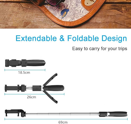 Techsuit Selfie Stick με Bluetooth / Τηλεχειριστήριο Μαύρο
