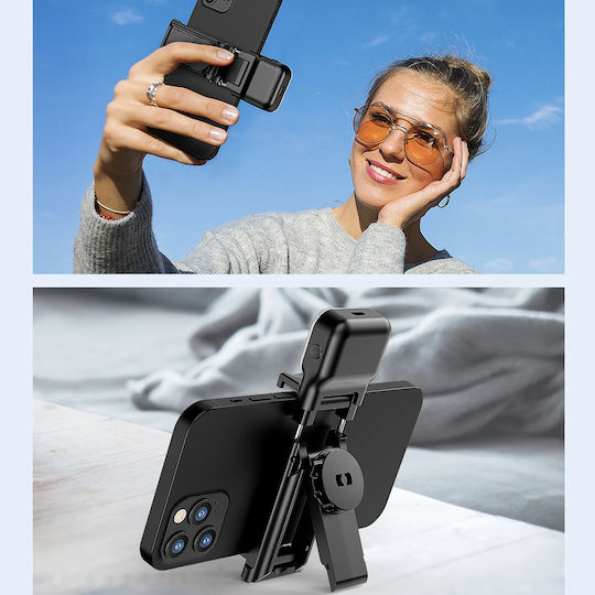Techsuit Baston pentru selfie cu Bluetooth / Telecomandă Negru