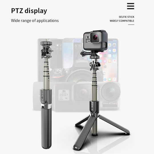 Techsuit Baston pentru selfie cu Bluetooth / Telecomandă Negru