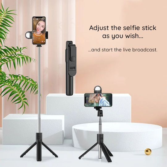Techsuit Selfie Stick με Bluetooth / Τηλεχειριστήριο Μαύρο