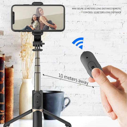 Techsuit Selfie Stick με Bluetooth / Τηλεχειριστήριο Μαύρο