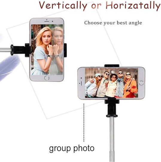 Techsuit Selfie Stick with Bluetooth & Remote Control Black