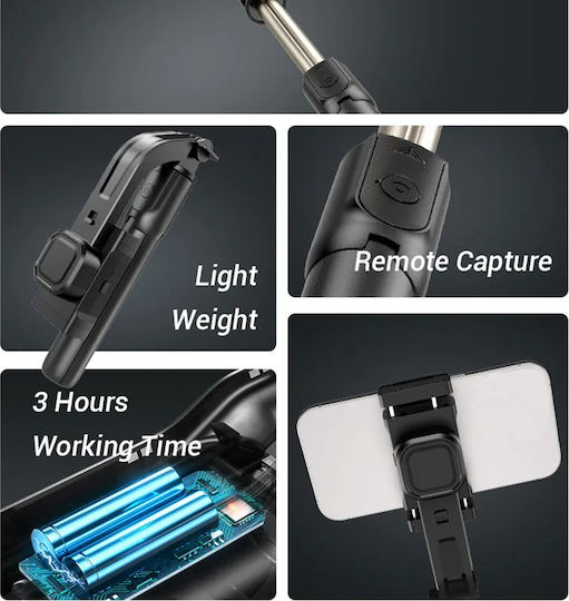 Techsuit Selfie Stick με Bluetooth / Τηλεχειριστήριο Μαύρο