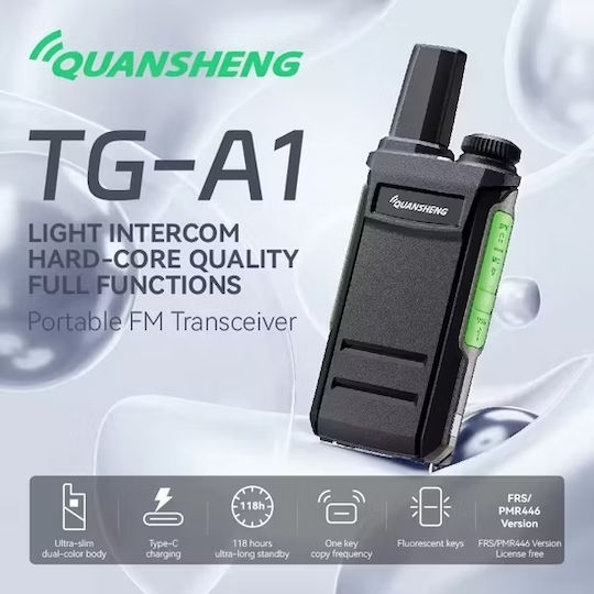Tele Tg-a1 Walkie Talkie 0.5W χωρίς Οθόνη Σετ 2τμχ