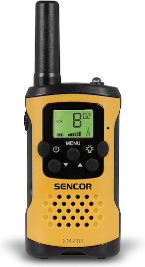 Sencor SMR 113 Ασύρματος Πομποδέκτης PMR 0.5W με Μονόχρωμη Οθόνη Σετ 2τμχ Μαύρο / Κίτρινο