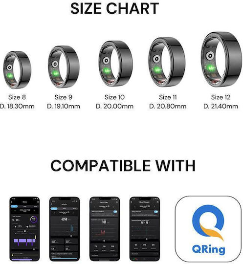 Maxlife MXSR-100 Smart Ring 20mm Αδιάβροχο με Παλμογράφο Μαύρο