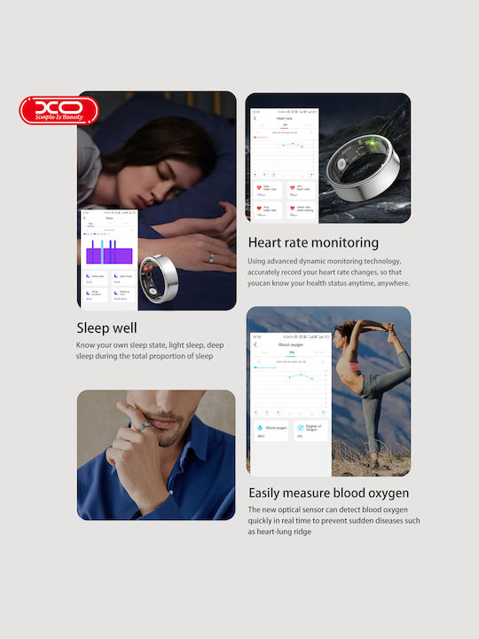 XO RS01 Smart Ring 16.1mm με Παλμογράφο Χρυσό