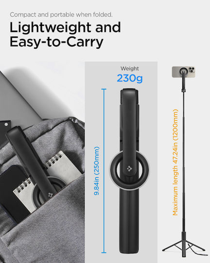 Spigen S580w Selfie Stick Cell Phone Tripod Bluetooth Black