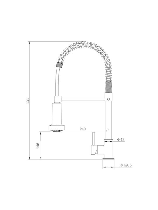 Vinci King Counter Kitchen Faucet with External Spray Hose Silver Vinci King Counter Kitchen Faucet with External Spray Hose Silver
